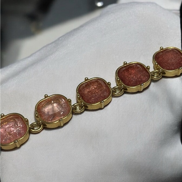 Talbots Gold Tone Pink Crackle Necklace 19” + 3” - Picture 8 of 8